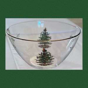 Vintage Spode Christmas Tree Glass Salad Bowl